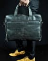 Vintage Series - 100% Original Leather (Laptop Bag) - Black - Thumbnail 2