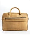 Crown Edition - Men's Executive 100% Original Leather Large Briefcase - Tan - Thumbnail 1