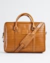 Executive Men's 100% Original Leather Large Briefcase - Croco Tan - Thumbnail 2