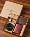 Gift For Men: Personalized Luxury Leather Wallet , Belt & Card Holder Set - Thumbnail 1