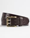 Taiwan Men's Original Leather Belt  (Vintage Brown) - 28 - Thumbnail 3