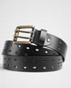 Taiwan Men's Original Leather Belt  (Black) - 28 - Thumbnail 3