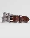 Taiwan Men's Original Leather Belt  (Vintage Brown) - 28-44 - Thumbnail 5