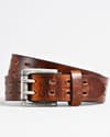 Taiwan Men's Original Leather Belt  (Vintage Tan) - 30 - Thumbnail 7