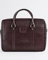 Executive Men's Original Leather Briefcase (Croco Cherry) - Thumbnail 6
