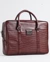 Executive Men's Original Leather Briefcase  (Croco Rich Brown) - Thumbnail 1