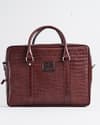 Executive Men's Original Leather Briefcase  (Croco Rich Brown) - Thumbnail 8