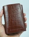 Detroit - Men’s Original Leather [Smart Card Pop UP] Wallet (Croco Rich Brown) - Thumbnail 10