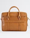Executive Men's Original Leather Briefcase  (Croco Rich Tan) - Thumbnail 3