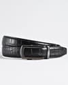Oxford Men's Original Leather Belt  (Croco Black) - 28-44 - Thumbnail 1