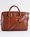 Executive Men's Original Leather Briefcase  (Croco Luxury Brown) - Thumbnail 3