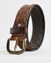 Great Britain - Men's Original Leather Belt  (Vintage Tan) - 28-44 - Thumbnail 6