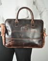 Executive Sleek Series - Men's Original Leather Laptop Bag (Dark Brown) - Thumbnail 2