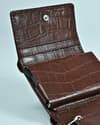 Detroit - Men’s Original Leather [Smart Card Pop UP] Wallet (Croco Rich Brown) - Thumbnail 7
