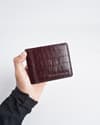 Conway (Sleek Series) - Men’s Original Leather Wallet (Croco Cherry) - Thumbnail 4