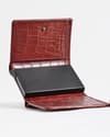 Barcelano - Men’s Original Leather Wallet | One-Click Card Access (Croco Brown and Cherry Blend) - Thumbnail 1