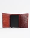 Barcelano - Men’s Original Leather Wallet | One-Click Card Access (Croco Brown and Cherry Blend) - Thumbnail 4