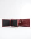 Harvard Men’s Original Leather Wallet (Croco Brown & Cherry Blend) - Thumbnail 4