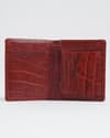 Hyde  Men’s Original Leather Wallet (Croco Brown & Cherry Blend) - Thumbnail 3