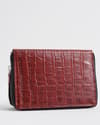 Oliver - Original Leather Sleek Passport  Holder (Croco Brown and Cherry Blend) - Thumbnail 5
