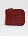 Tokyo Men’s Original Leather Zipper Wallet (Croco Brown & Cherry Blend) - Thumbnail 1