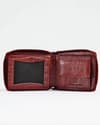 Tokyo Men’s Original Leather Zipper Wallet (Croco Brown & Cherry Blend) - Thumbnail 2