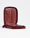 Tokyo Men’s Original Leather Zipper Wallet (Croco Brown & Cherry Blend) - Thumbnail 3
