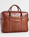 Executive Men's Original Leather Briefcase  (Croco Luxury Brown) - Thumbnail 1