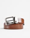 Chicago - Men's Original Leather Belt  Reversible (Shining Brown & Tan) - 28-44 - Thumbnail 5