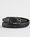 Nottingham Men's Original Leather Belt  (Luxury Black) - 28-44 - Thumbnail 1
