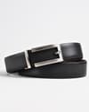 Swiss - Men's Original Leather Belt  Reversible (Salmon Black and Brown) - 28-44 - Thumbnail 2