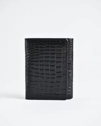Dublin - Men’s Original Leather Trifold Wallet (Croco Black)