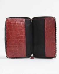 Oliver - Original Leather Sleek Passport  Holder (Croco Brown and Cherry Blend)