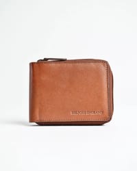 Tokyo Men’s Original Leather Zipper Wallet  ( Cognac )