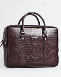Executive Men's Original Leather Briefcase (Croco Cherry)