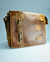 PortoBello - Stylish Men's Original Leather Laptop Crossbody Bag (Tan)