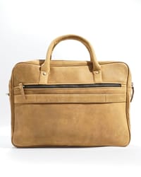 Crown Edition - Men's Executive 100% Original Leather Large Briefcase - Tan