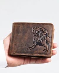 Cambridge (Limited Edition) Men’s Original Leather Wallet - Rugged Brown - Lion