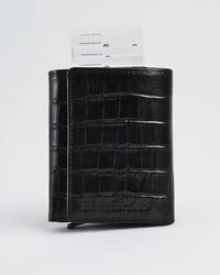 Barcelano - Men’s Original Leather Wallet | One -Click Card Access (Croco Black)