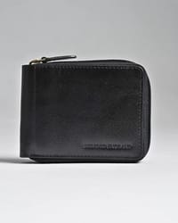Tokyo Men’s Original Leather Zipper Wallet - (Jet Black)