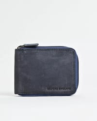 Tokyo Men’s Original Leather Zipper Wallet (Rugged Blue)