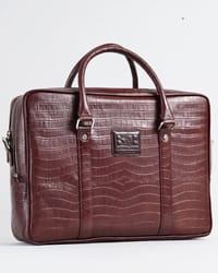 Executive Men's Original Leather Briefcase  (Croco Rich Brown)