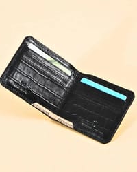 Liverpool (Sleek Series) - Men’s Original Leather Wallet (Croco Black)
