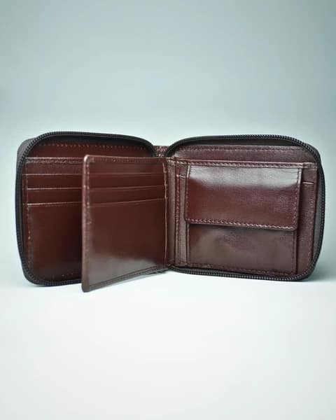 Luxury Series Men’s Original Leather Wallet (Cherry) - Image 2