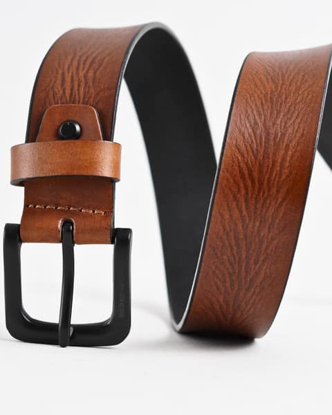 Frankfurt - Men's Original Leather Belt  (Tan) - 38 - Image 4