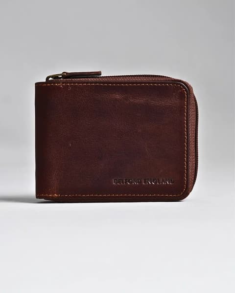 Tokyo Men's Original Leather Zipper Wallet (Vintage Brown