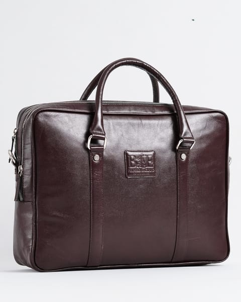 Executive Men's 100% Original Leather Large Briefcase - Cherry - Image 9