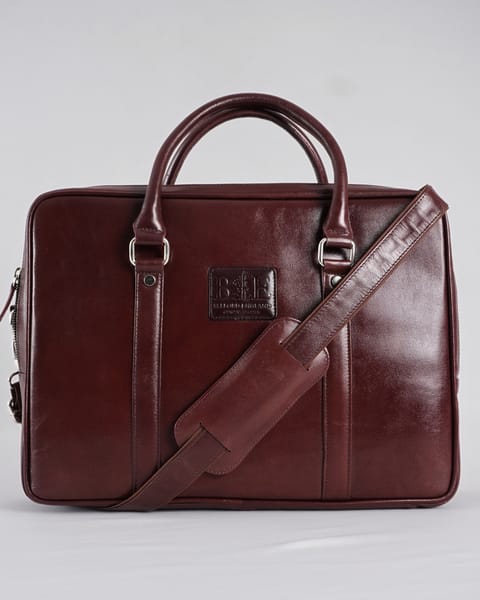 Executive Men's 100% Original Leather Large Briefcase - Rich Brown - Image 3