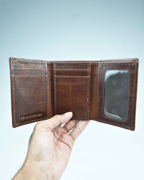 Britian - Men’s Original Leather Tri-Fold Wallet - Dark Brown - Image 4