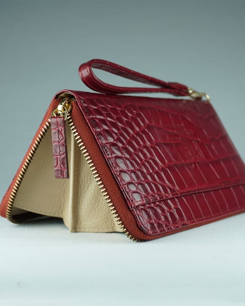 Lyra - Women’s Original Leather Wallet - Maroon - Image 2